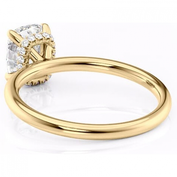 Inel de logodnă Indie din aur Galben 14kt cu moissanite tăietură pernă – Solitar rafinată pentru profil înalt | Personalizează și configurează gratuit online [4]