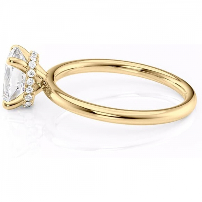 Inel de logodnă Indie din aur Galben 14kt cu moissanite tăietură pernă – Solitar rafinată pentru profil înalt | Personalizează și configurează gratuit online [6]