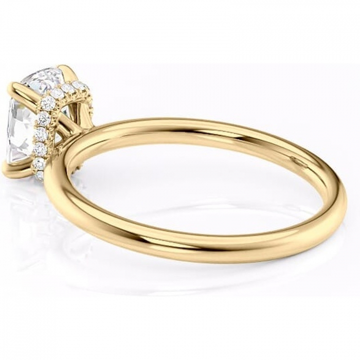 Inel de logodnă Indie din aur Galben 14kt cu moissanite tăietură pernă – Solitar rafinată pentru profil înalt | Personalizează și configurează gratuit online [5]