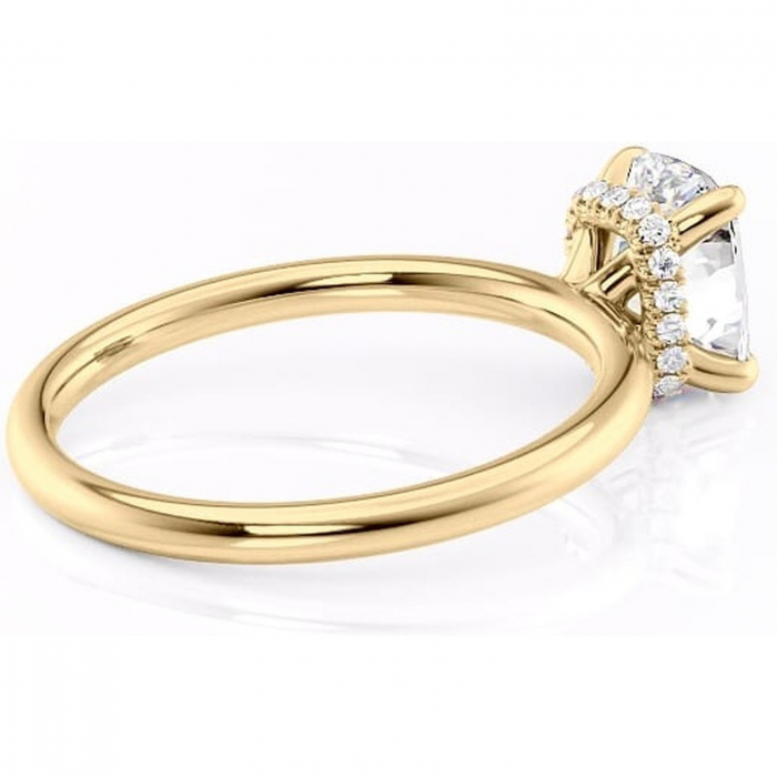 Inel de logodnă Indie din aur Galben 14kt cu moissanite tăietură pernă – Solitar rafinată pentru profil înalt | Personalizează și configurează gratuit online [3]