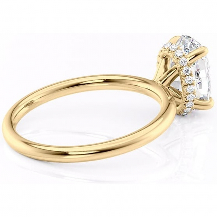Inel de logodnă Indie din aur Galben 14kt cu moissanite tăietură ovală – Solitar rafinată pentru profil înalt | Personalizează și configurează gratuit online [3]