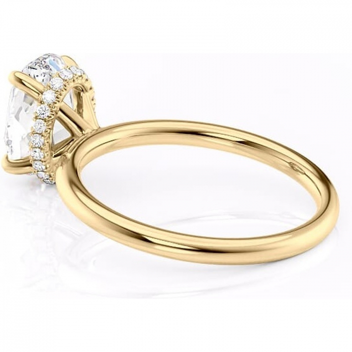 Inel de logodnă Indie din aur Galben 14kt cu moissanite tăietură ovală – Solitar rafinată pentru profil înalt | Personalizează și configurează gratuit online [5]