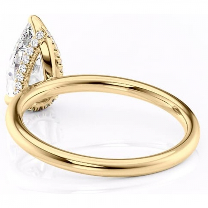 Inel de logodnă Indie din aur Galben 18kt cu moissanite tăietură pară – Solitar rafinată pentru profil înalt | Personalizează și configurează gratuit online [4]