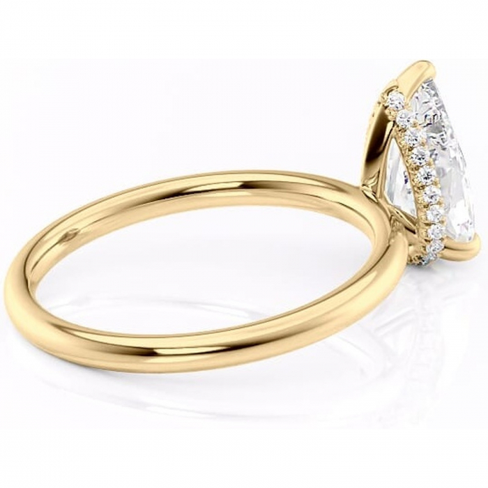 Inel de logodnă Indie din aur Galben 18kt cu moissanite tăietură pară – Solitar rafinată pentru profil înalt | Personalizează și configurează gratuit online [3]