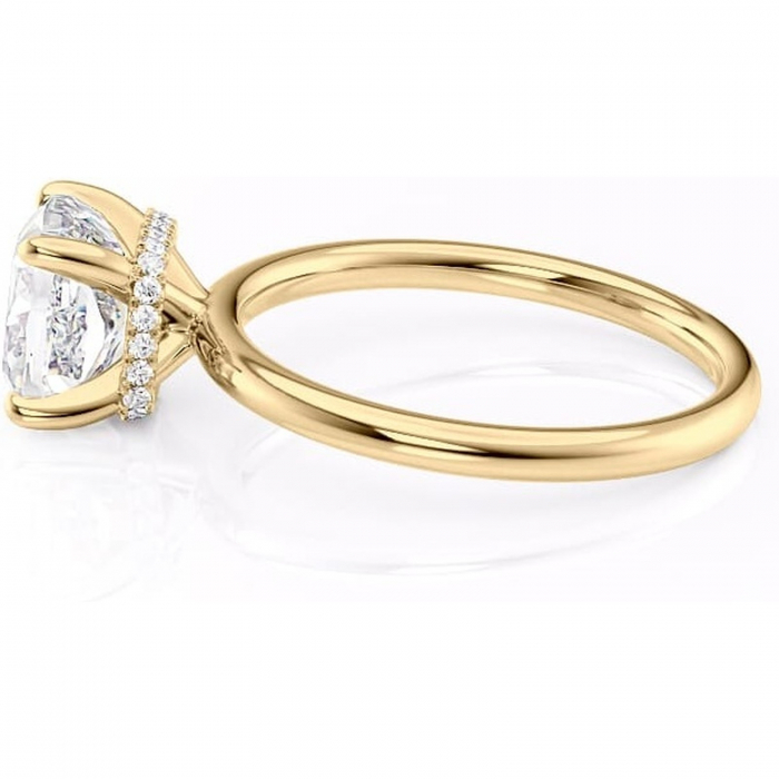 Inel de logodnă Indie din aur Galben 18kt cu moissanite tăietură pernă – Solitar rafinată pentru profil înalt | Personalizează și configurează gratuit online [6]