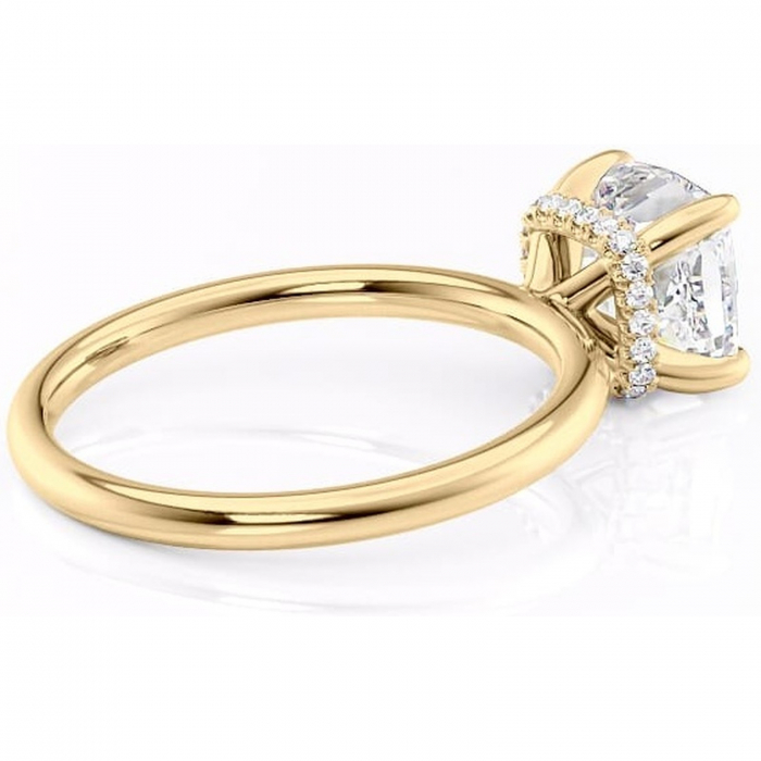 Inel de logodnă Indie din aur Galben 18kt cu moissanite tăietură pernă – Solitar rafinată pentru profil înalt | Personalizează și configurează gratuit online [3]