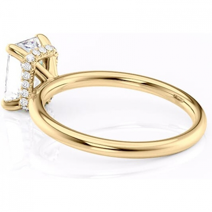 Inel de logodnă Indie din aur Galben 14kt cu moissanite tăietură radiantă – Solitar rafinată pentru profil înalt | Personalizează și configurează gratuit online [5]