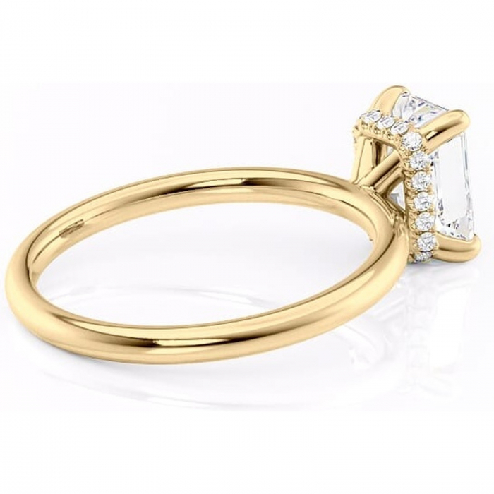 Inel de logodnă Indie din aur Galben 14kt cu moissanite tăietură radiantă – Solitar rafinată pentru profil înalt | Personalizează și configurează gratuit online [3]