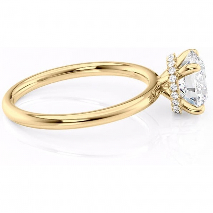 Inel de logodnă Indie din aur Galben 14kt cu moissanite tăietură rotundă – Solitar rafinată pentru profil înalt | Personalizează și configurează gratuit online [2]