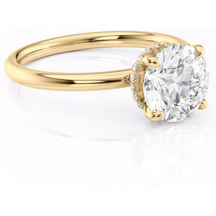 Inel de logodnă Indie din aur Galben 14kt cu moissanite tăietură rotundă – Solitar rafinată pentru profil înalt | Personalizează și configurează gratuit online [1]