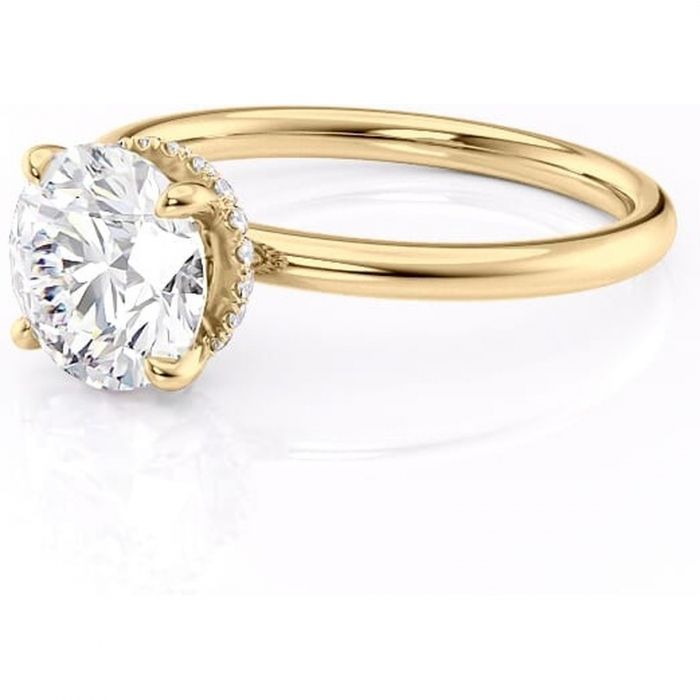 Inel de logodnă Indie din aur Galben 14kt cu moissanite tăietură rotundă – Solitar rafinată pentru profil înalt | Personalizează și configurează gratuit online [7]