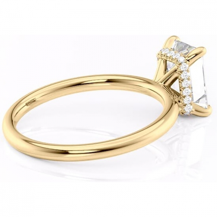 Inel de logodnă Indie din aur Galben 14kt cu moissanite tăietură smarald – Solitar rafinată pentru profil înalt | Personalizează și configurează gratuit online [3]