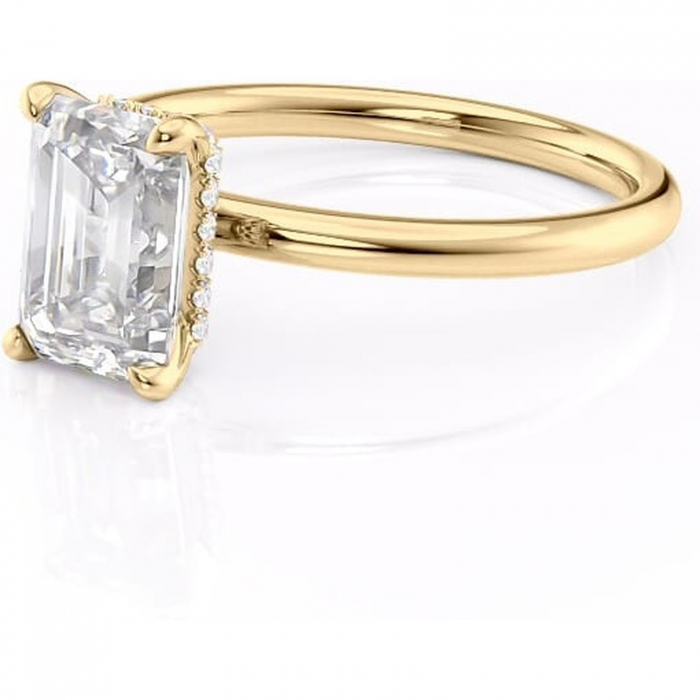 Inel de logodnă Indie din aur Galben 14kt cu moissanite tăietură smarald – Solitar rafinată pentru profil înalt | Personalizează și configurează gratuit online [7]