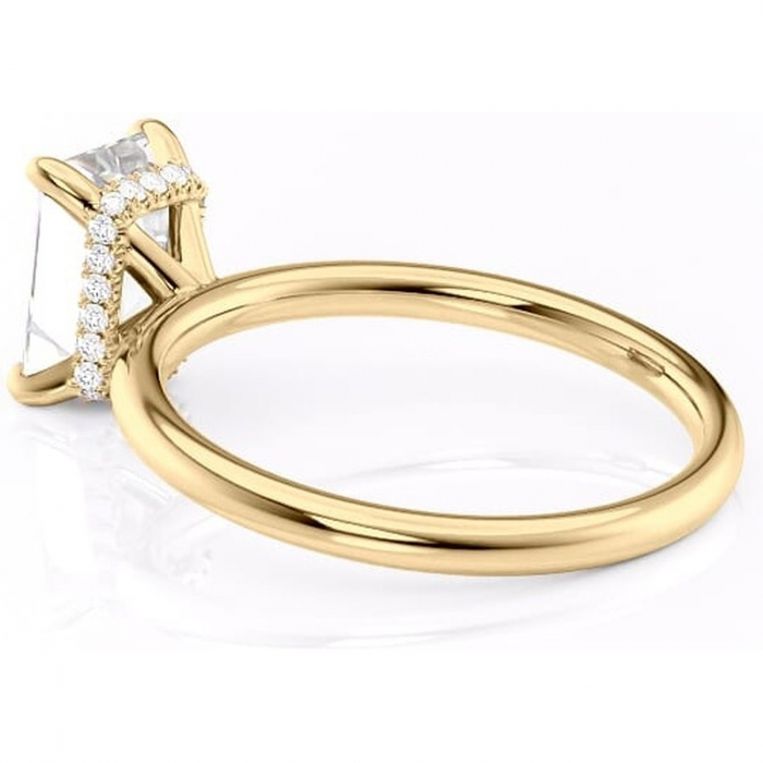 Inel de logodnă Indie din aur Galben 14kt cu moissanite tăietură smarald – Solitar rafinată pentru profil înalt | Personalizează și configurează gratuit online [5]