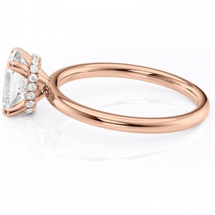 Inel de logodnă Indie din aur Rose 14kt cu moissanite tăietură pernă – Solitar rafinată pentru profil înalt | Personalizează și configurează gratuit online [6]