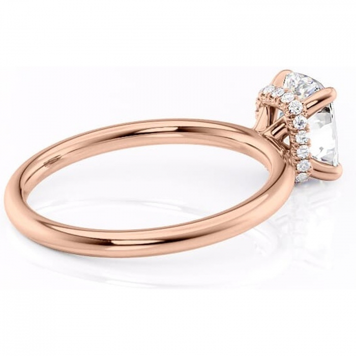 Inel de logodnă Indie din aur Rose 14kt cu moissanite tăietură pernă – Solitar rafinată pentru profil înalt | Personalizează și configurează gratuit online [3]
