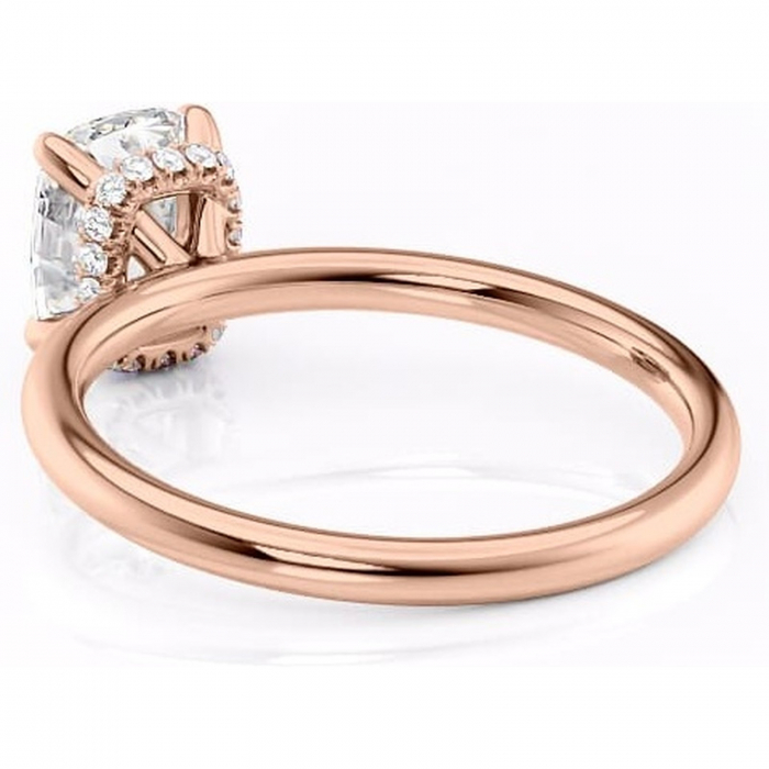 Inel de logodnă Indie din aur Rose 14kt cu moissanite tăietură pernă – Solitar rafinată pentru profil înalt | Personalizează și configurează gratuit online [4]