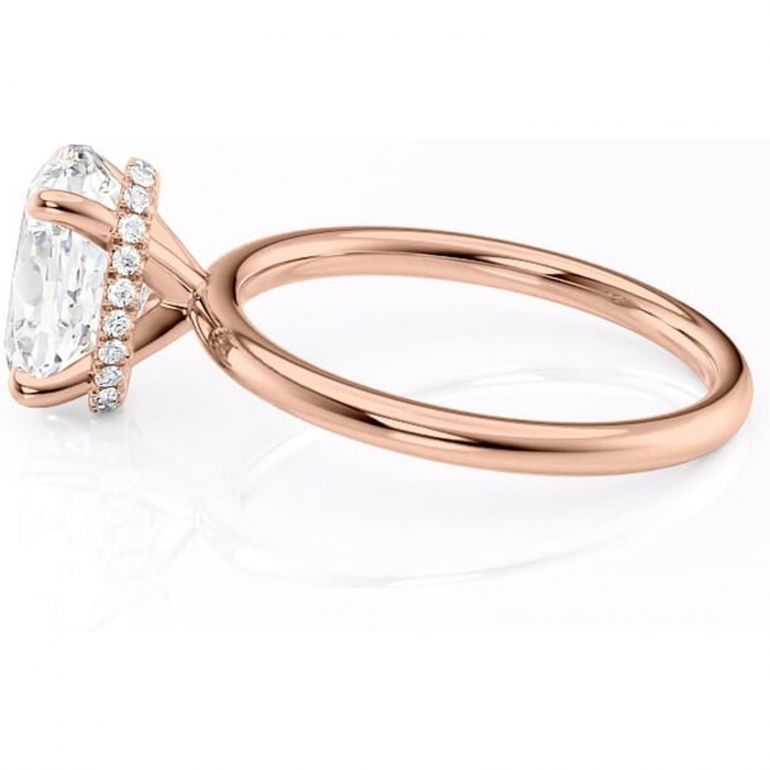 Inel de logodnă Indie din aur Rose 14kt cu moissanite tăietură ovală – Solitar rafinată pentru profil înalt | Personalizează și configurează gratuit online [6]