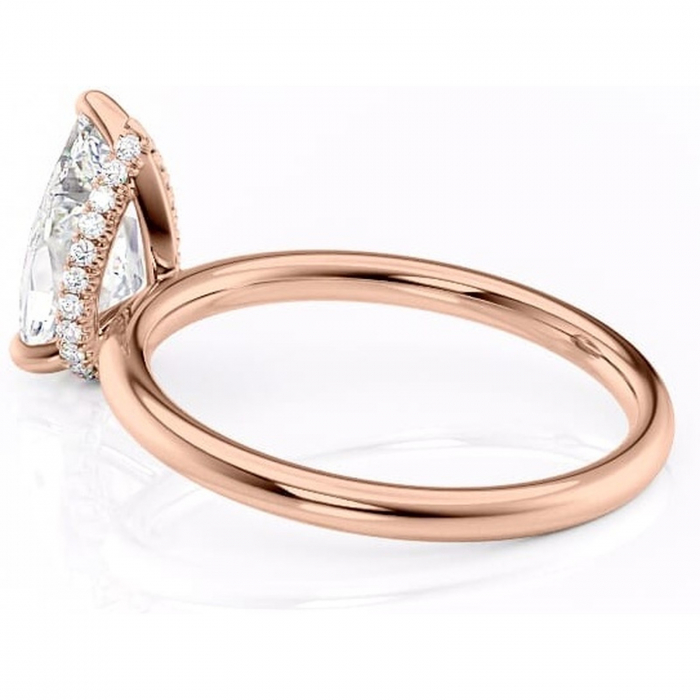 Inel de logodnă Indie din aur Rose 18kt cu moissanite tăietură pară – Solitar rafinată pentru profil înalt | Personalizează și configurează gratuit online [5]