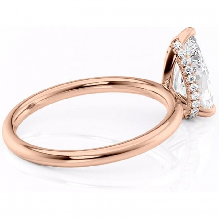 Inel de logodnă Indie din aur Rose 18kt cu moissanite tăietură pară – Solitar rafinată pentru profil înalt | Personalizează și configurează gratuit online [3]