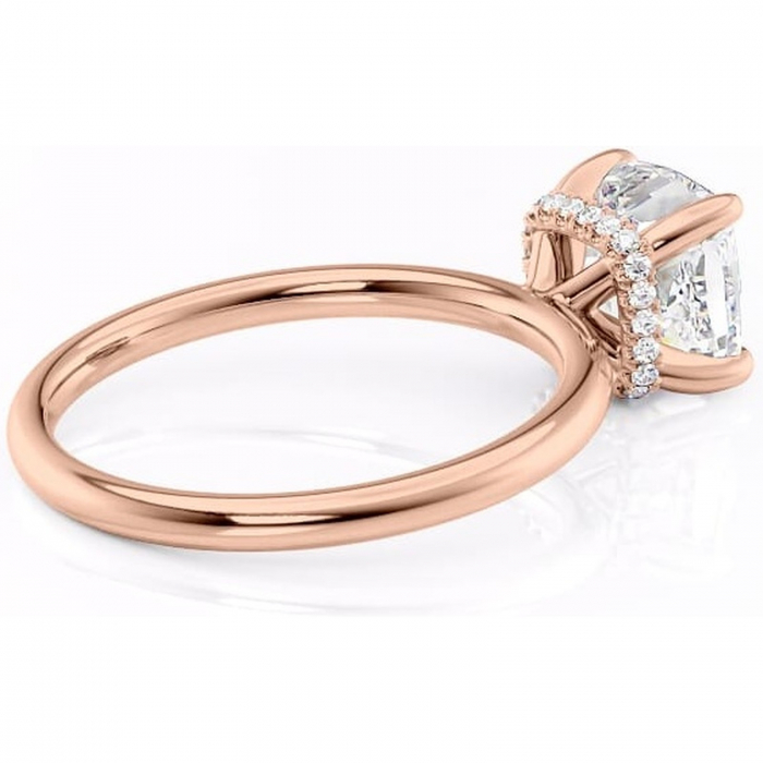 Inel de logodnă Indie din aur Rose 18kt cu moissanite tăietură pernă – Solitar rafinată pentru profil înalt | Personalizează și configurează gratuit online [3]