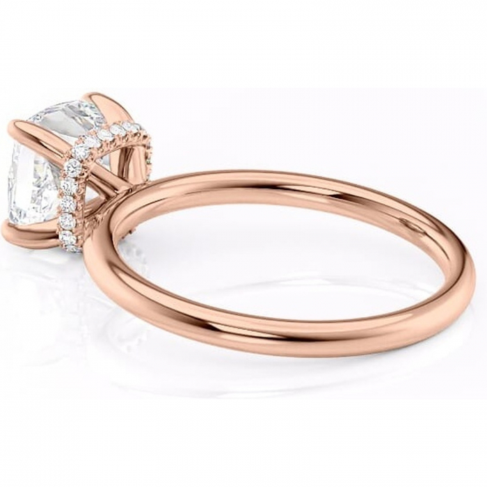 Inel de logodnă Indie din aur Rose 18kt cu moissanite tăietură pernă – Solitar rafinată pentru profil înalt | Personalizează și configurează gratuit online [5]