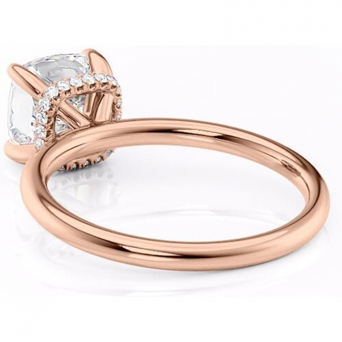 Inel de logodnă Indie din aur Rose 18kt cu moissanite tăietură pernă – Solitar rafinată pentru profil înalt | Personalizează și configurează gratuit online [4]