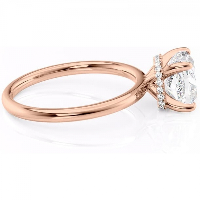 Inel de logodnă Indie din aur Rose 18kt cu moissanite tăietură pernă – Solitar rafinată pentru profil înalt | Personalizează și configurează gratuit online [2]