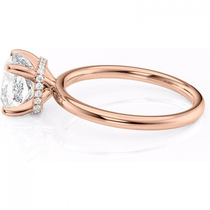 Inel de logodnă Indie din aur Rose 18kt cu moissanite tăietură pernă – Solitar rafinată pentru profil înalt | Personalizează și configurează gratuit online [6]