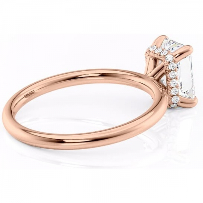 Inel de logodnă Indie din aur Rose 14kt cu moissanite tăietură radiantă – Solitar rafinată pentru profil înalt | Personalizează și configurează gratuit online [3]