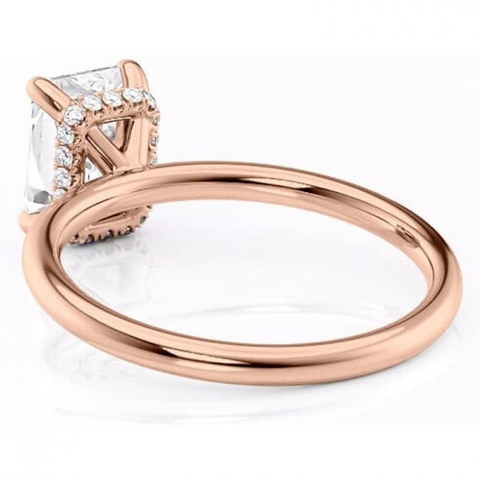 Inel de logodnă Indie din aur Rose 14kt cu moissanite tăietură radiantă – Solitar rafinată pentru profil înalt | Personalizează și configurează gratuit online [4]