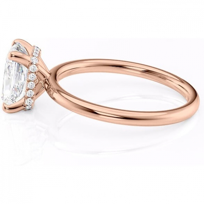 Inel de logodnă Indie din aur Rose 14kt cu moissanite tăietură radiantă – Solitar rafinată pentru profil înalt | Personalizează și configurează gratuit online [6]