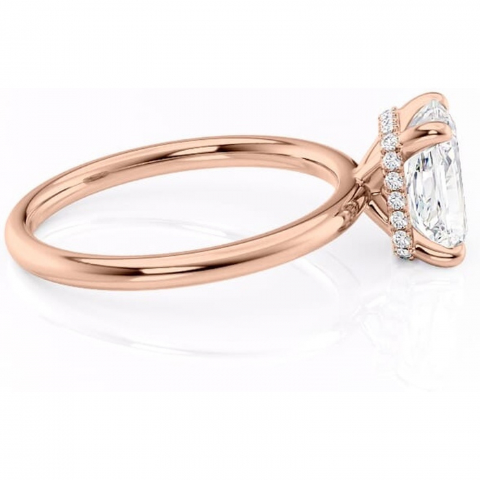 Inel de logodnă Indie din aur Rose 14kt cu moissanite tăietură radiantă – Solitar rafinată pentru profil înalt | Personalizează și configurează gratuit online [2]