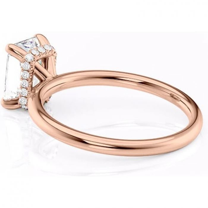 Inel de logodnă Indie din aur Rose 14kt cu moissanite tăietură radiantă – Solitar rafinată pentru profil înalt | Personalizează și configurează gratuit online [5]