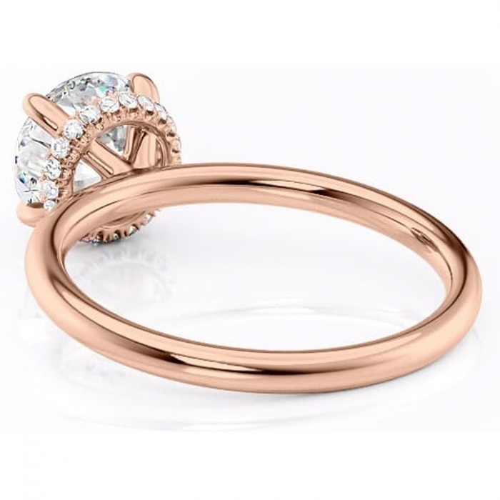 Inel de logodnă Indie din aur Rose 14kt cu moissanite tăietură rotundă – Solitar rafinată pentru profil înalt | Personalizează și configurează gratuit online [4]