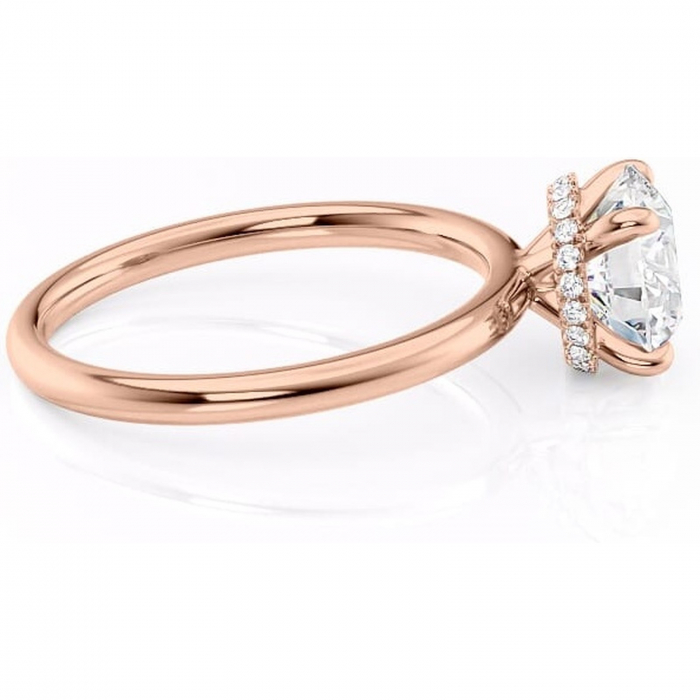 Inel de logodnă Indie din aur Rose 14kt cu moissanite tăietură rotundă – Solitar rafinată pentru profil înalt | Personalizează și configurează gratuit online [2]