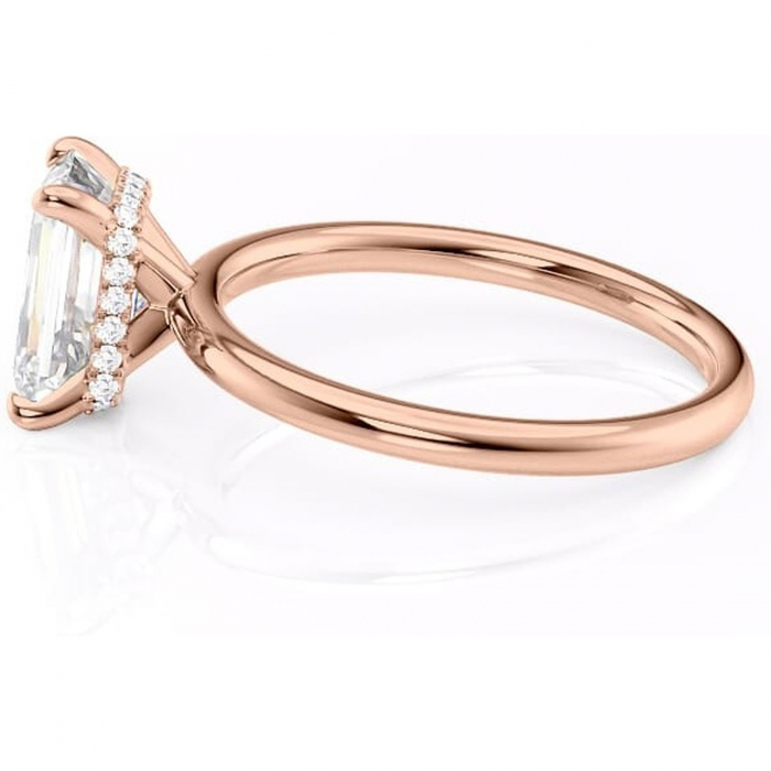 Inel de logodnă Indie din aur Rose 14kt cu moissanite tăietură smarald – Solitar rafinată pentru profil înalt | Personalizează și configurează gratuit online [6]