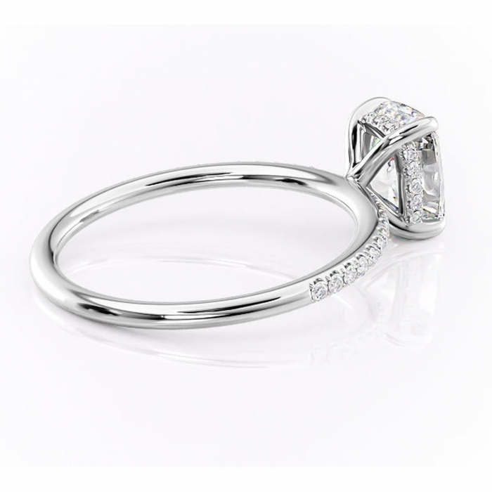 Inel de logodnă Isadora din aur Alb 14kt cu moissanite tăietură pernă – Montură pavé rafinată pentru profil înalt | Personalizează și configurează gratuit online [3]