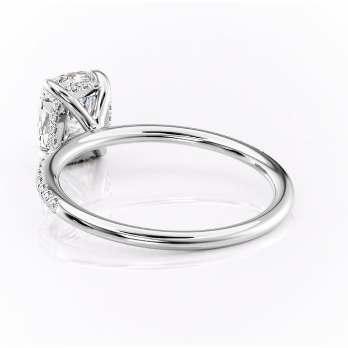 Inel de logodnă Isadora din aur Alb 14kt cu moissanite tăietură pernă – Montură pavé rafinată pentru profil înalt | Personalizează și configurează gratuit online [4]