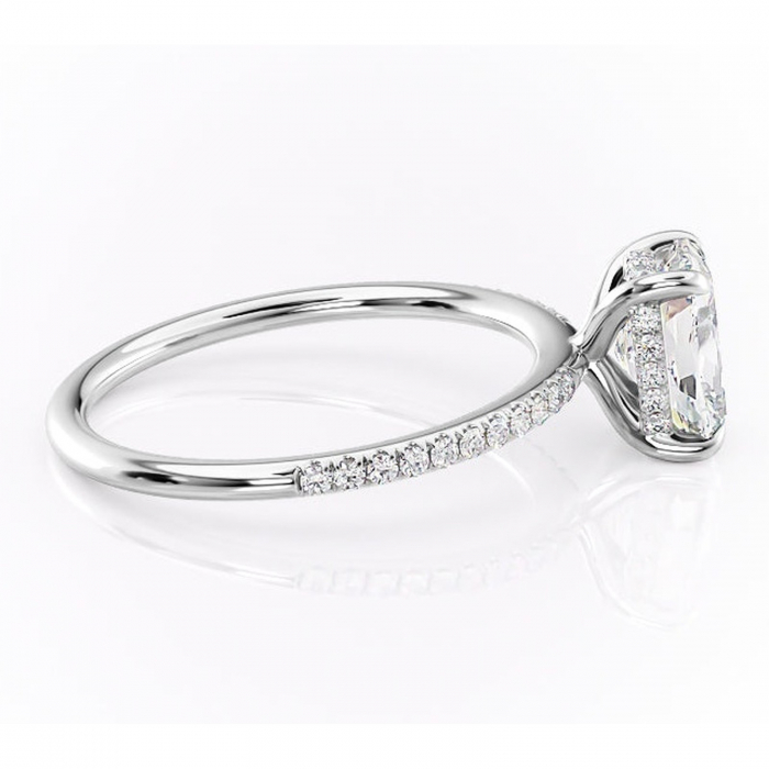 Inel de logodnă Isadora din aur Alb 14kt cu moissanite tăietură pernă – Montură pavé rafinată pentru profil înalt | Personalizează și configurează gratuit online [2]