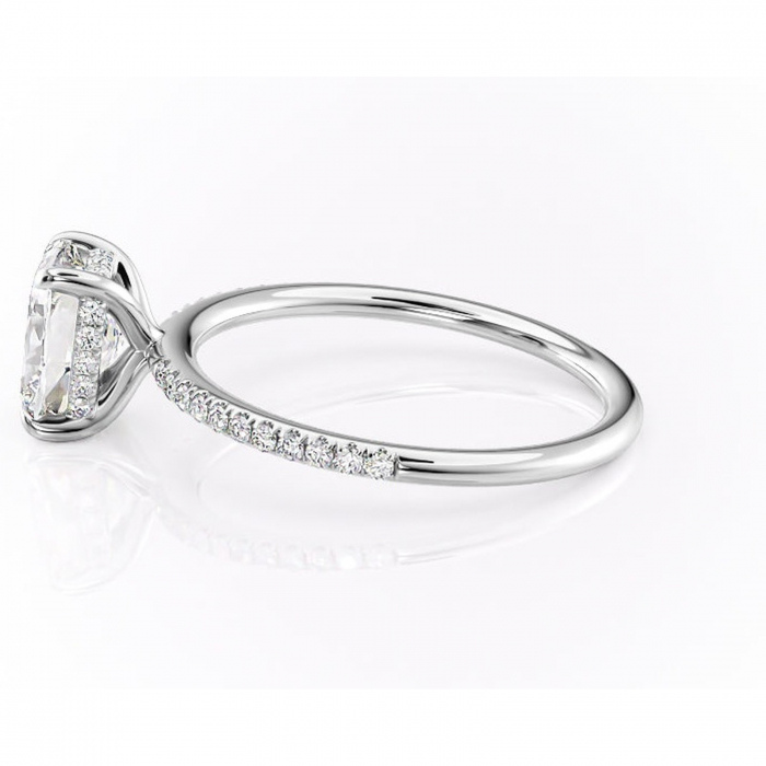 Inel de logodnă Isadora din aur Alb 14kt cu moissanite tăietură pernă – Montură pavé rafinată pentru profil înalt | Personalizează și configurează gratuit online [6]