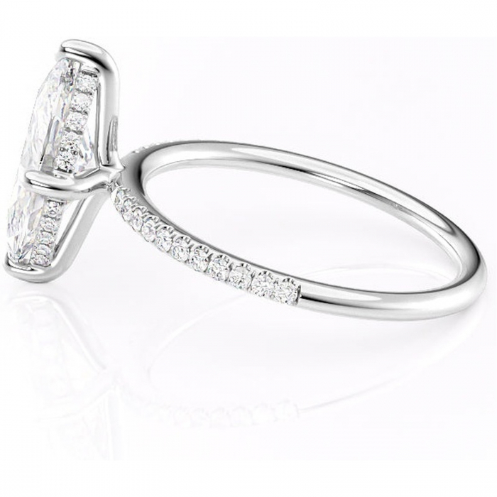 Inel de logodnă Isadora din aur Alb 14kt cu moissanite tăietură marquise – Montură pavé rafinată pentru profil înalt | Personalizează și configurează gratuit online [6]