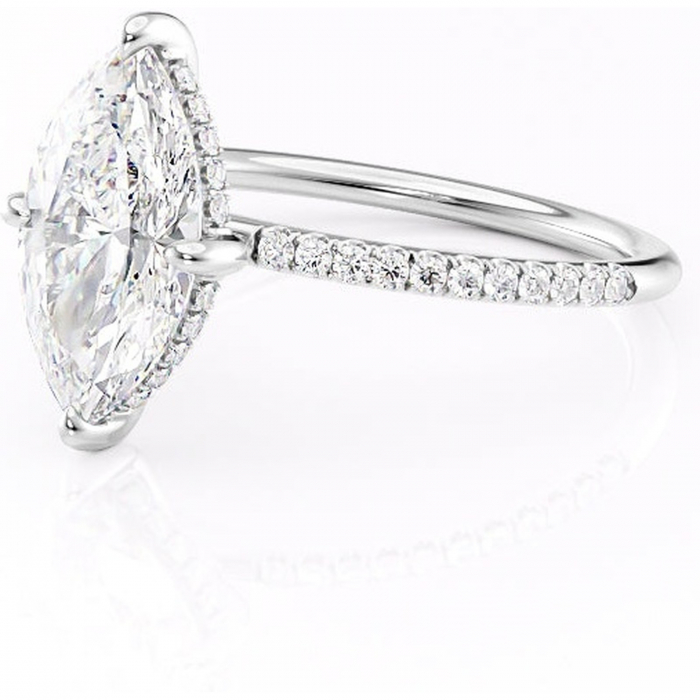 Inel de logodnă Isadora din aur Alb 14kt cu moissanite tăietură marquise – Montură pavé rafinată pentru profil înalt | Personalizează și configurează gratuit online [7]