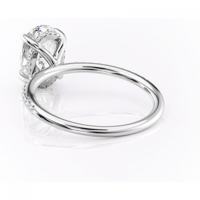 Inel de logodnă Isadora din aur Alb 14kt cu moissanite tăietură ovală – Montură pavé rafinată pentru profil înalt | Personalizează și configurează gratuit online [4]