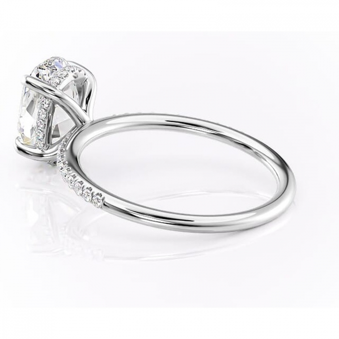 Inel de logodnă Isadora din aur Alb 14kt cu moissanite tăietură ovală – Montură pavé rafinată pentru profil înalt | Personalizează și configurează gratuit online [5]