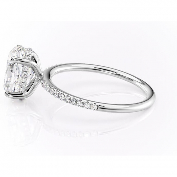 Inel de logodnă Isadora din aur Alb 14kt cu moissanite tăietură ovală – Montură pavé rafinată pentru profil înalt | Personalizează și configurează gratuit online [6]