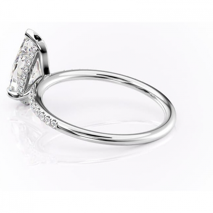Inel de logodnă Isadora din aur Alb 14kt cu moissanite tăietură pară – Montură pavé rafinată pentru profil înalt | Personalizează și configurează gratuit online [5]