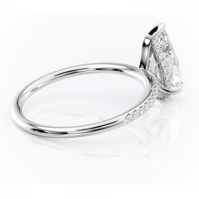 Inel de logodnă Isadora din aur Alb 14kt cu moissanite tăietură pară – Montură pavé rafinată pentru profil înalt | Personalizează și configurează gratuit online [3]