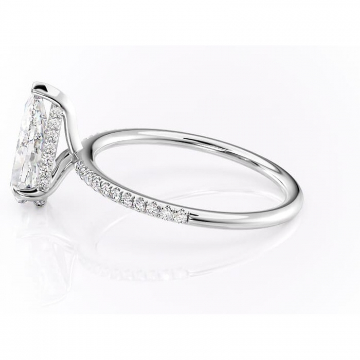 Inel de logodnă Isadora din aur Alb 14kt cu moissanite tăietură pară – Montură pavé rafinată pentru profil înalt | Personalizează și configurează gratuit online [6]