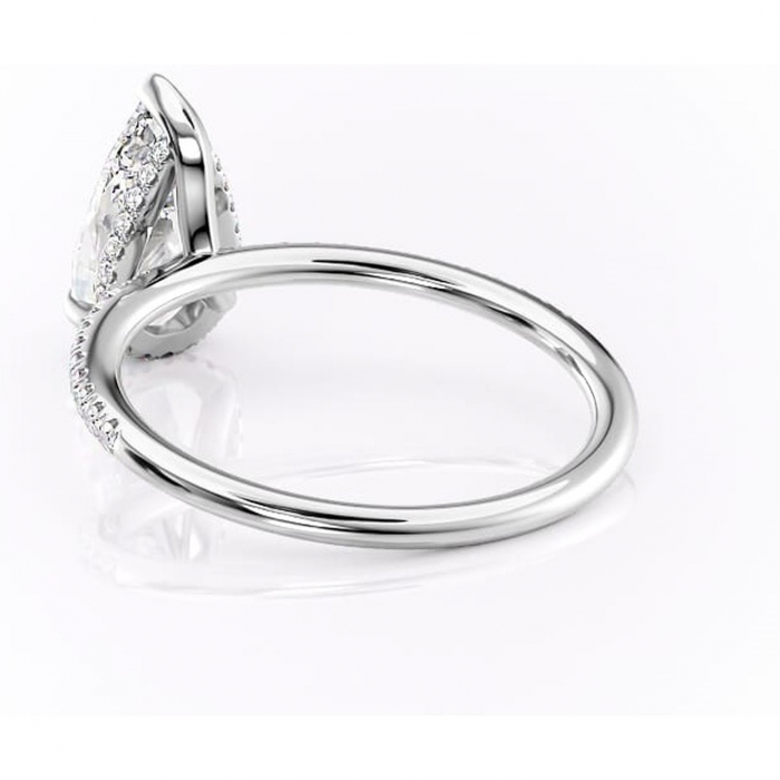 Inel de logodnă Isadora din aur Alb 14kt cu moissanite tăietură pară – Montură pavé rafinată pentru profil înalt | Personalizează și configurează gratuit online [4]